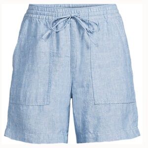 LANDS END Women's High Rise Drawstring A-line 7 Linen SHORTS Size: LARGE / L New